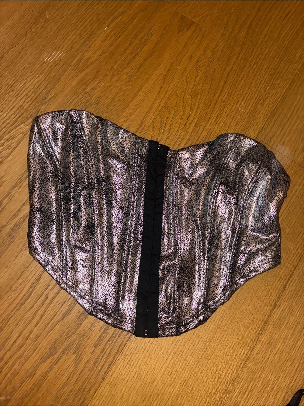 Tresser Metallic Silver Strapless Corset Top Womens Size Small NWT